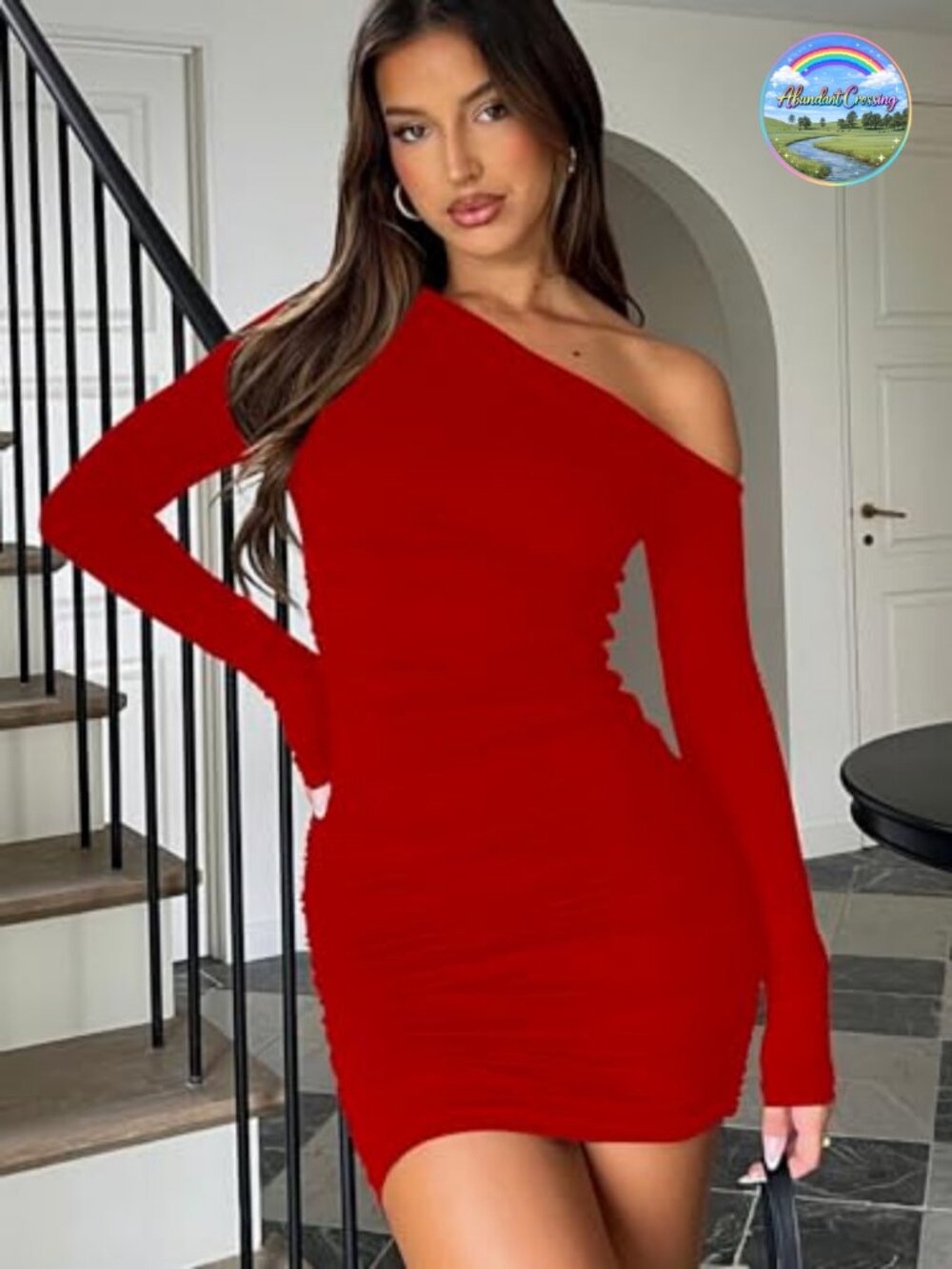 Women's Off Shoulder Long Sleeve Bodycon Mini Dress Ruched Party Cocktail